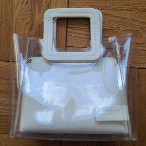 STAUD Shirley mini Clear small PVC with White Leather Pouch used, please read